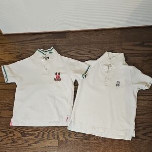 Psycho Bunny Kids White Polo Shirts with Embroidered Logo